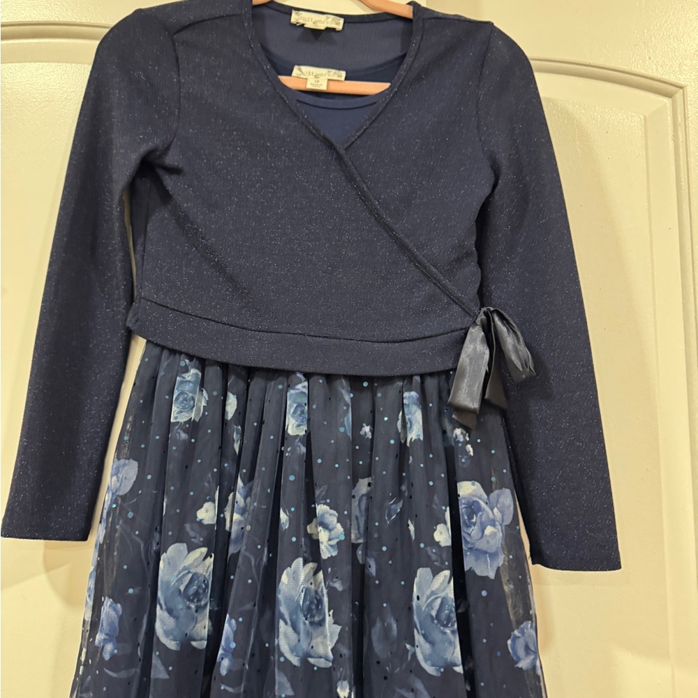 Knitworks Navy Blue Floral Kids Dress